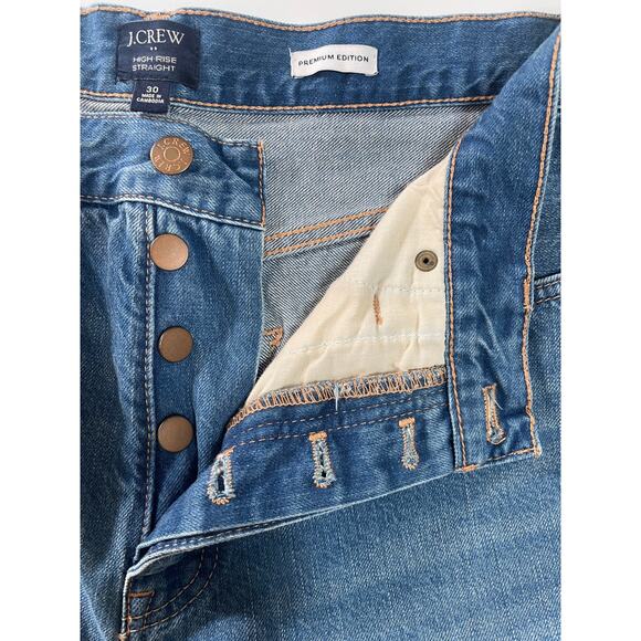 J. Crew High Rise Straight Denim Blue Jeans Button Fly - Size Women's 30 - Picture 2 of 8